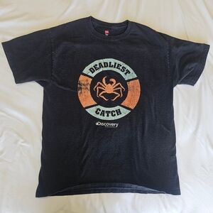 Vintage Mens Deadliest Catch Graphic T-shirt Hanes Large L Discovery *has pilli
